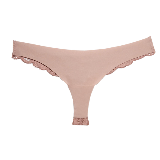 Charlotte Lace Seamless Thong, Tan