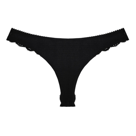 Charlotte Lace Seamless Thong, Black