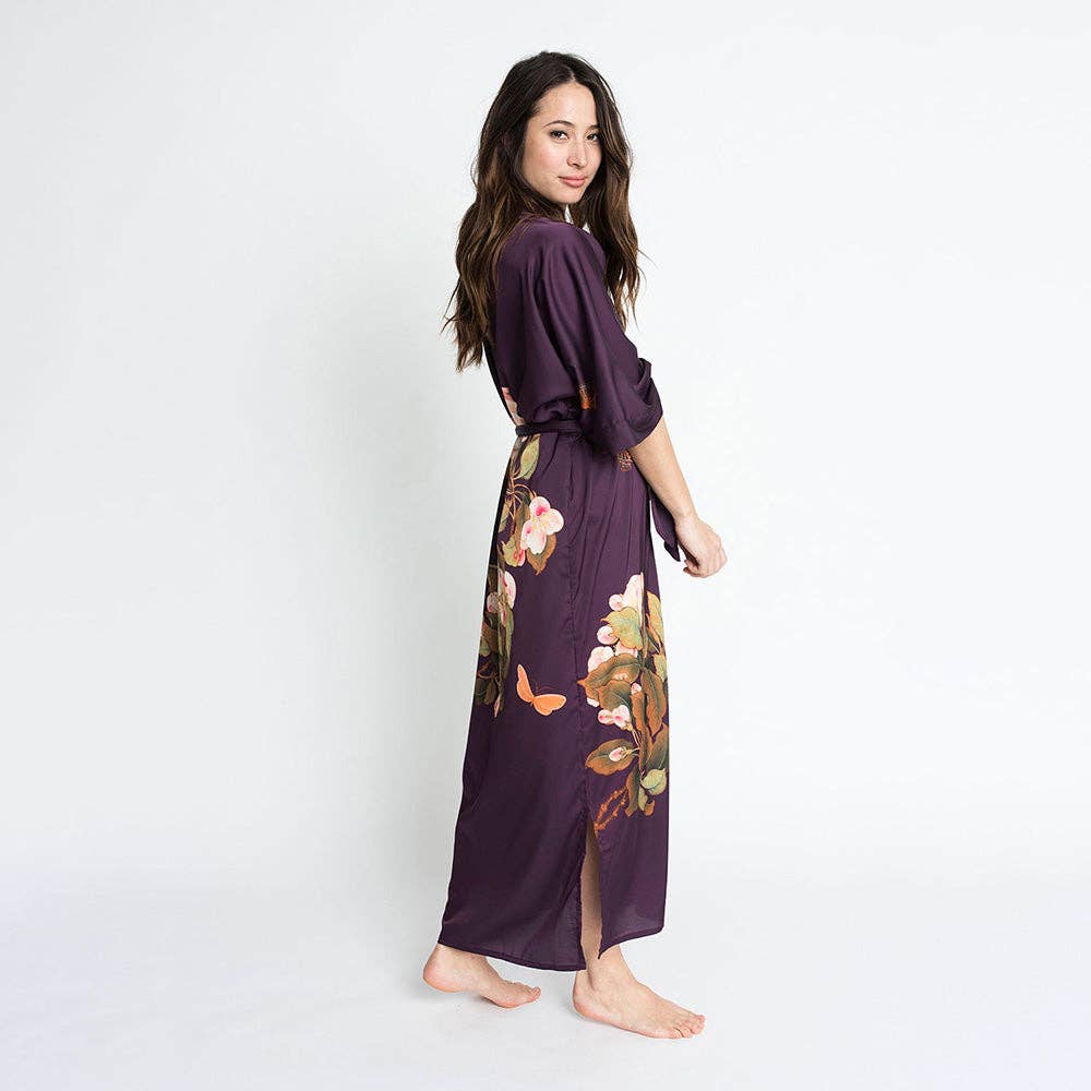 Peony & Butterfly Long Kimono Robe