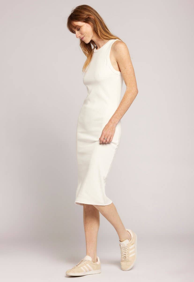 The Ava Ribbed Knit Dress, White