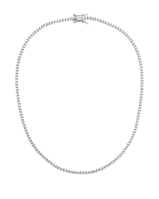 Mini Amina Tennis Necklace, Silver