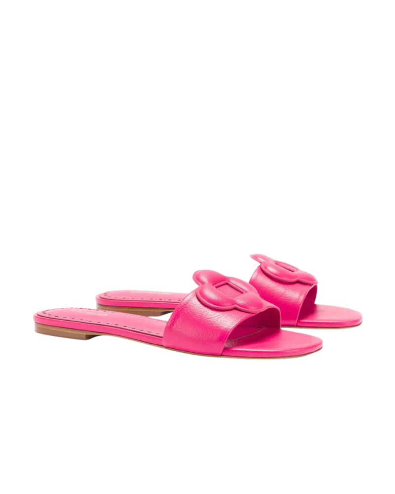 Flora Flat Mule, Pink Leather