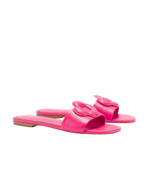 Flora Flat Mule, Pink Leather