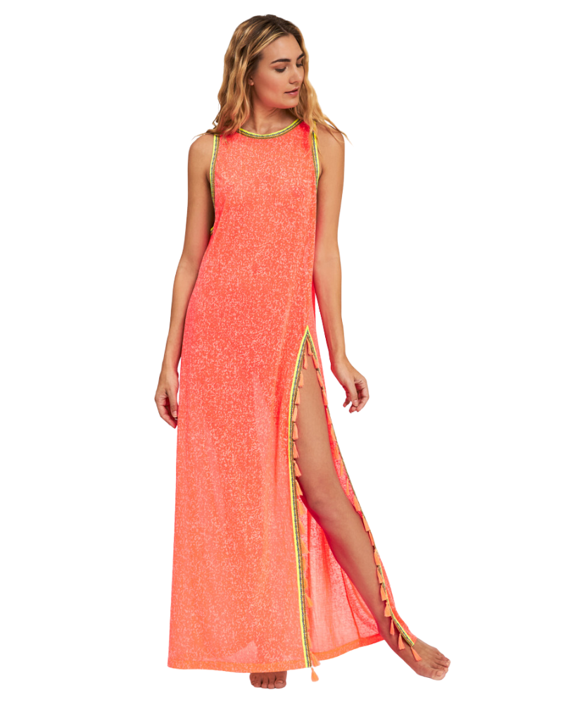 Tassel Slit Dress, Watermelon