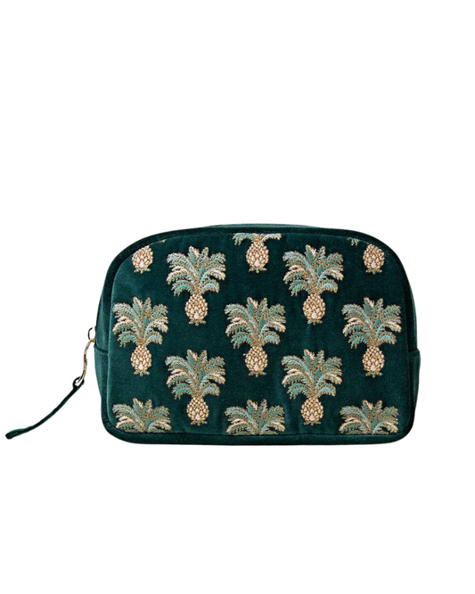 Pineapples Makeup Bag, Emerald