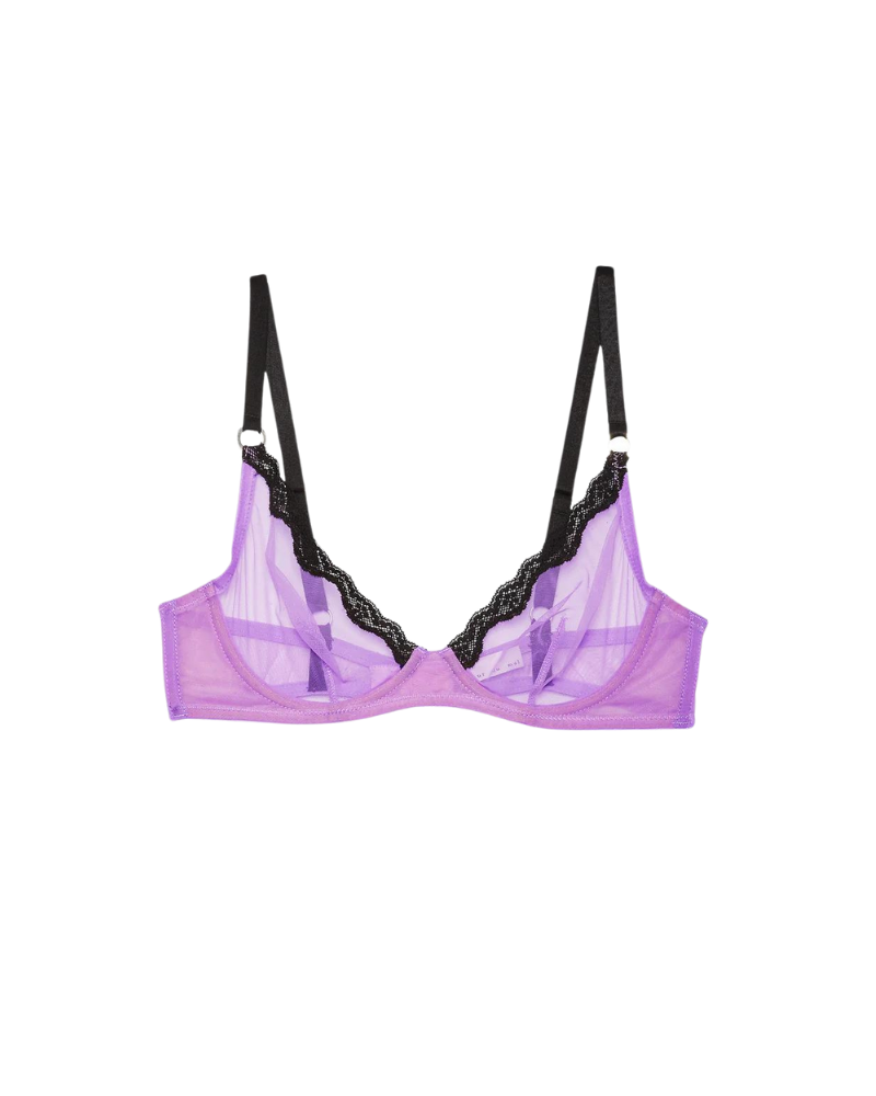 Sheer tulle demi bra, Spring Lavender