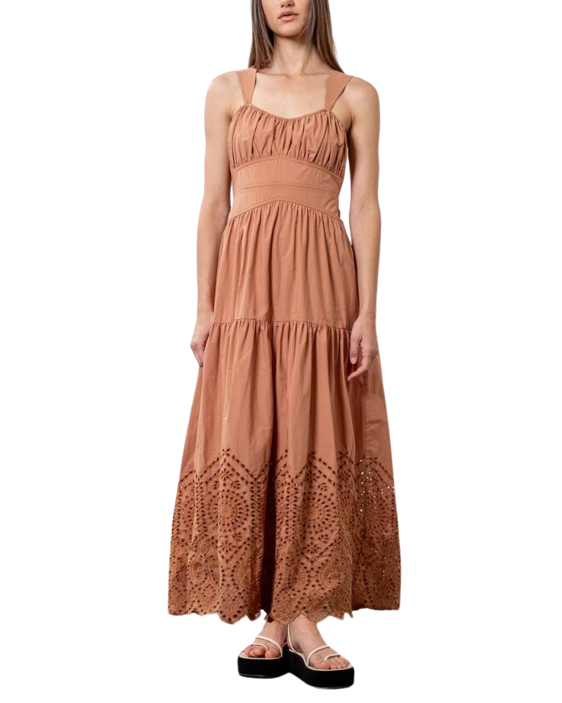 Lady Bow Cotton Dress, Terracota