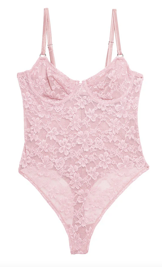 Le Stretch Lace Bodysuit, Ballet Pink