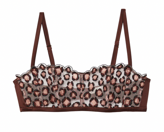 Leopard Embroidery Boned Bralette