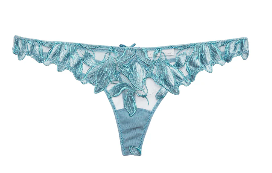 Velvet Lily Embroidery Thong