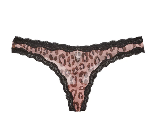 SHEER TULLE THONG, LEOPARD