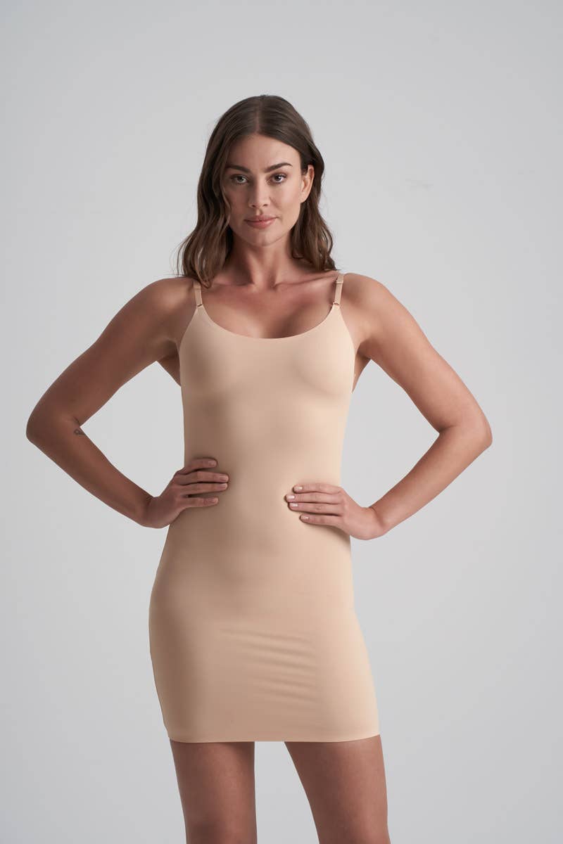 Invisible Singlet Dress, Beige