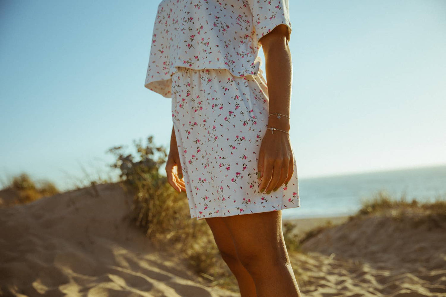 WOMENS SHORT TEE & BAGGY SHORT SET / VINTAGE ROSE