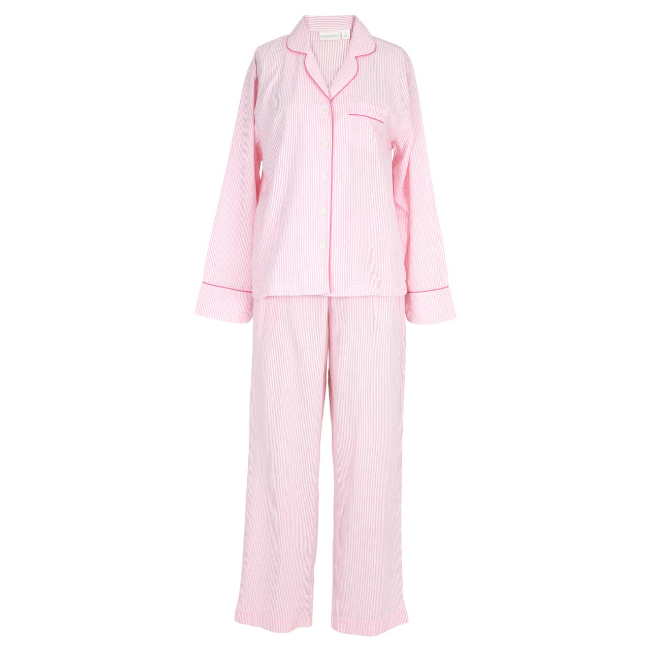 Pink Seersucker-Pink Long Sleeve Pajamas